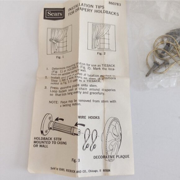 Vtg New Sears Drapery Holdbacks Tiebacks Gold Tassel Medallions Hollywood READ - Picture 9 of 9